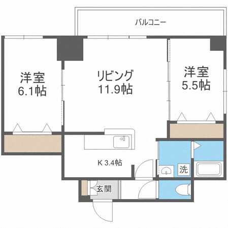 さっぽろ駅 徒歩10分 2階の物件間取画像